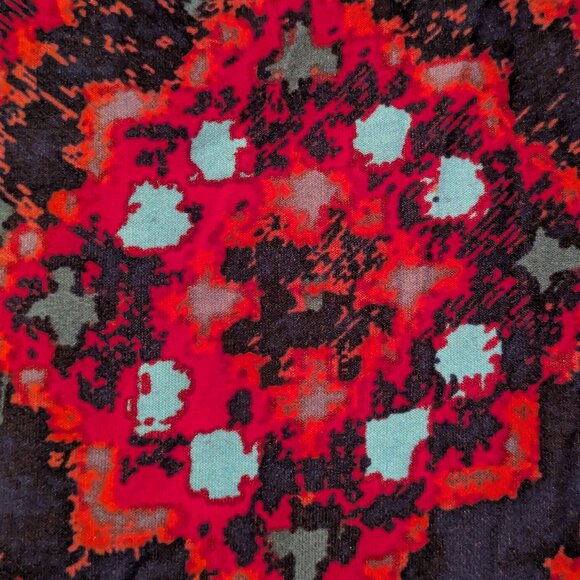 LuLaRoe TC Red Teal Print Leggings - Picture 3 of 4